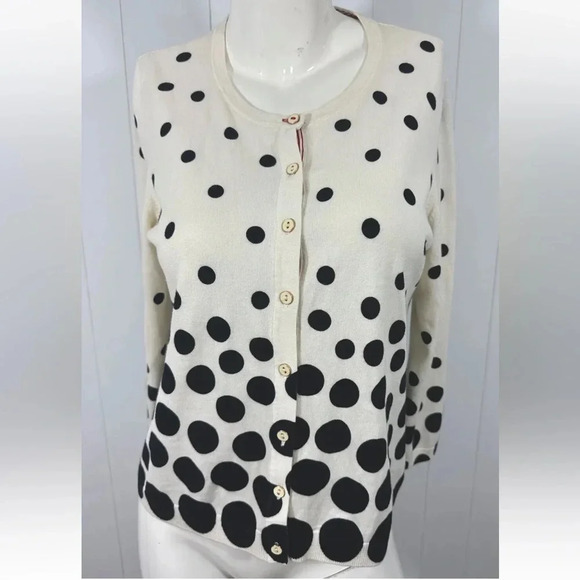 Talbots Oprah Magazine Collection Black Ivory Polka Dots Cardigan Sz S P… - Picture 1 of 6